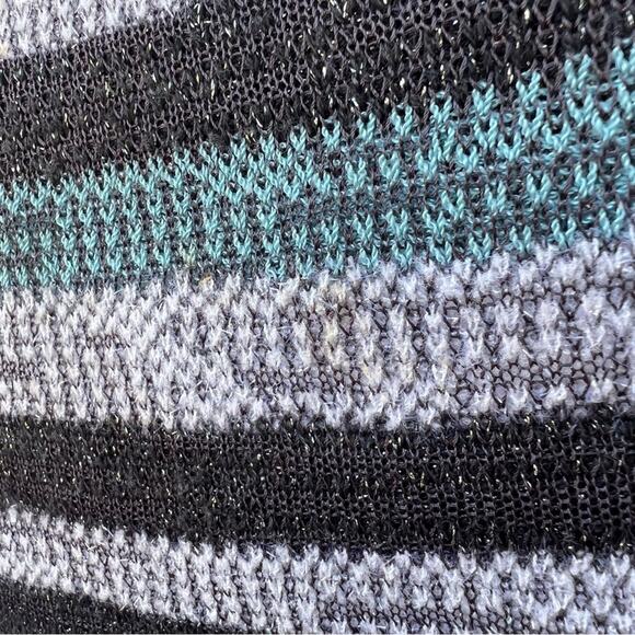 ST. JOHN SPORT BY MARIE GRAY sleeveless blouse tank top blue black silver stripe - Picture 7 of 10